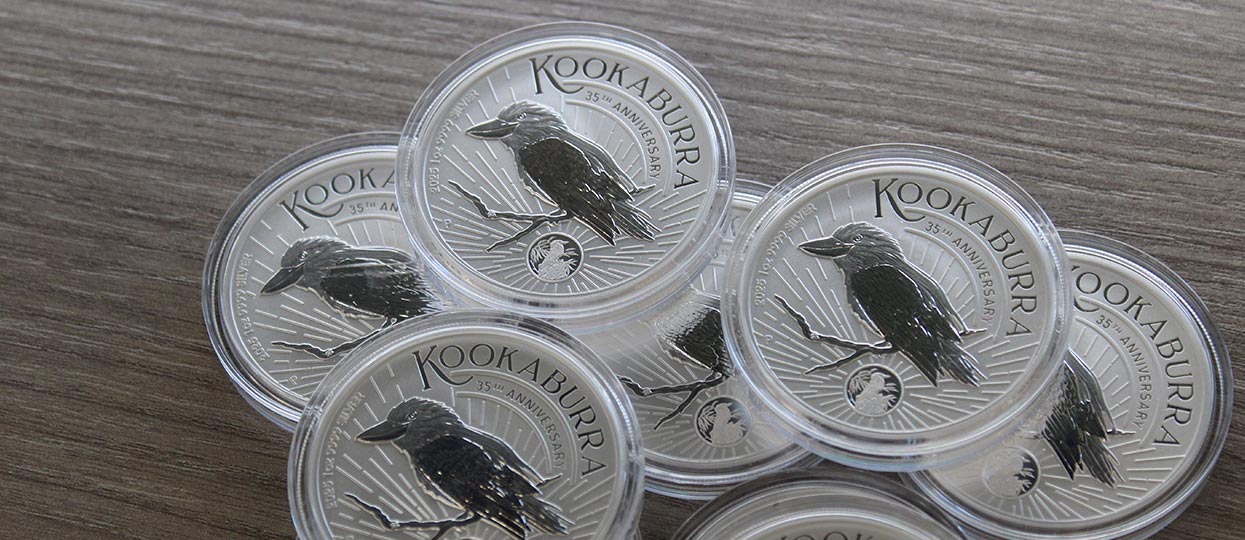 Moneda de plata Chestnut Leaf, junto a una hoja de un árbol