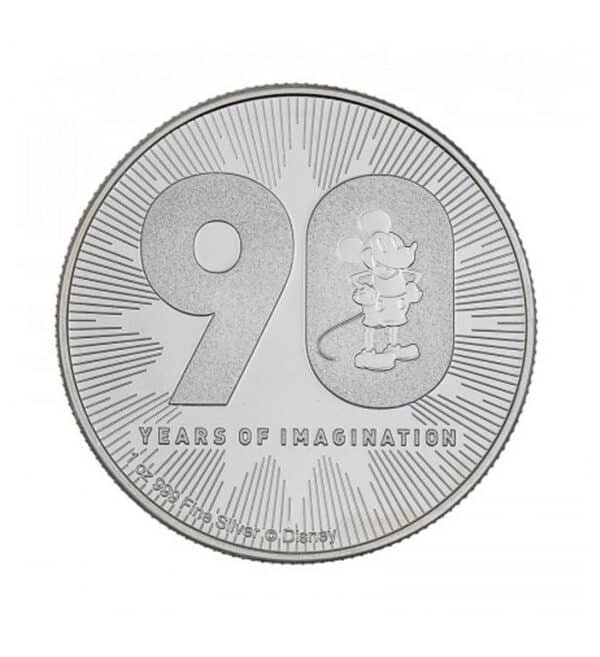 Moneda Mickey Mouse 90 Aniversario de Plata de 1oz del 2018 cara - INVERMONEDA