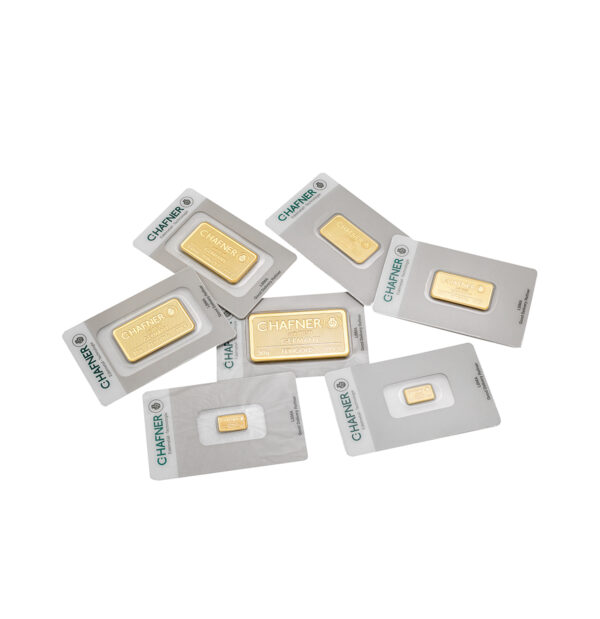 Conjunto de lingotes de Oro de C-Hafner minted 1 g, 2 g, 5 g, 10 g, 20 g, 50 g, 1 oz | INVERMONEDA