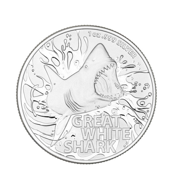 Moneda Plata Gran Tiburón Blanco 1oz 2021 cara - INVERMONEDA