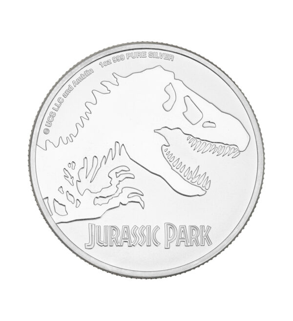 Moneda Plata Jurassic Park 1oz 2020 cara - INVERMONEDA
