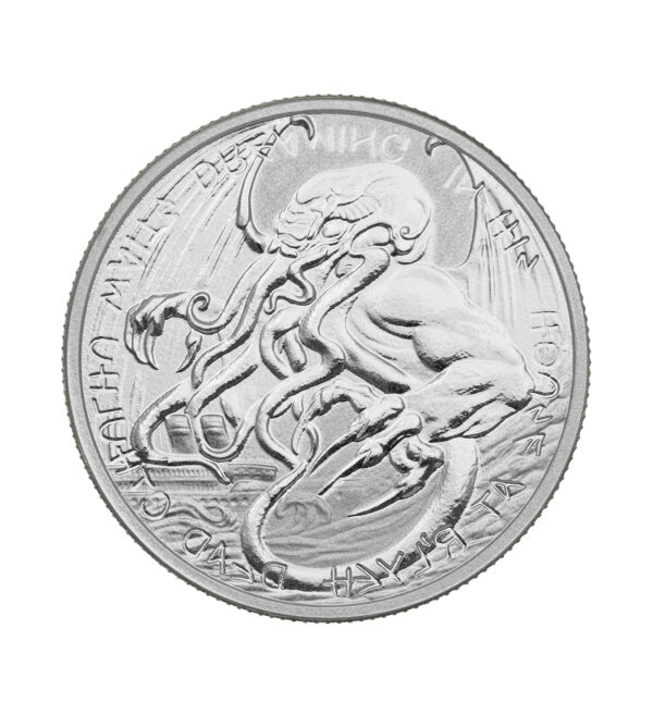 Moneda Cthulhu de Plata de 1oz del 2021 cara - INVERMONEDA