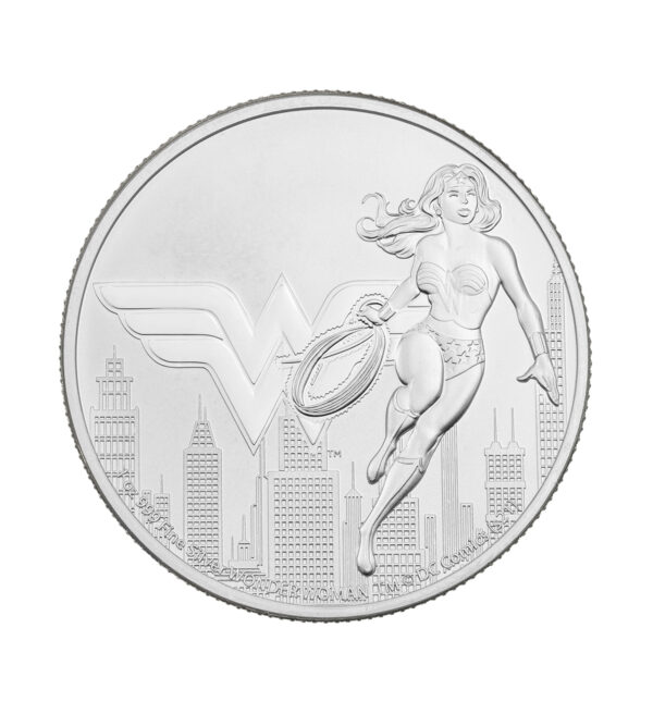 Moneda Wonder Woman Plata 1 oz 2021 cara - INVERMONEDA