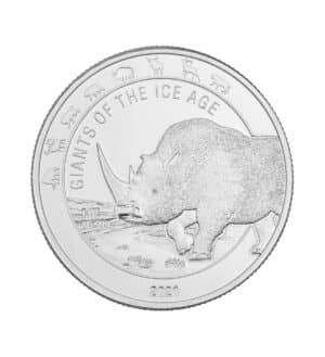 Moneda Plata Wooly Rhinoceros 1oz 2021 cara - INVERMONEDA