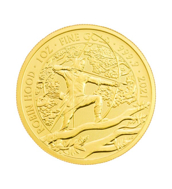 Moneda Robin Hood oro 1 oz 2021 cara - INVERMONEDA