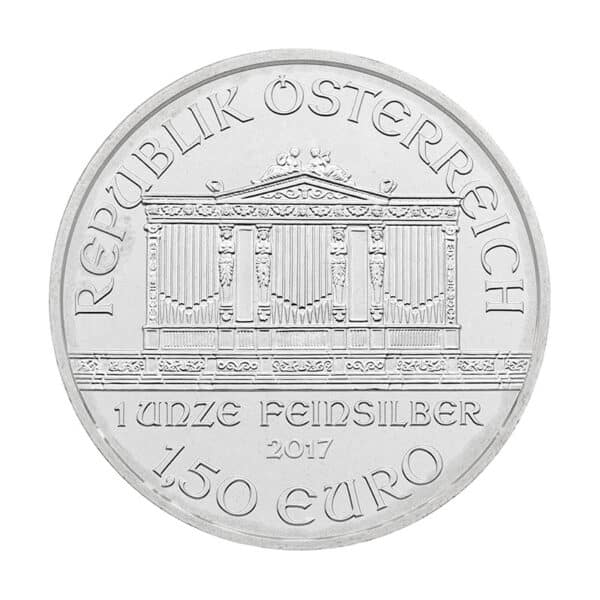 Moneda-Plata-Filarmonica-de-Vienna-1oz-2017-cruz - INVERMONEDA