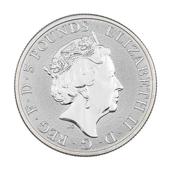 Moneda de Plata Yale of Beaufort de 2 onzas del 2019 - Serie Bestias de la Reina cara - Queens Beasts | INVERMONEDA
