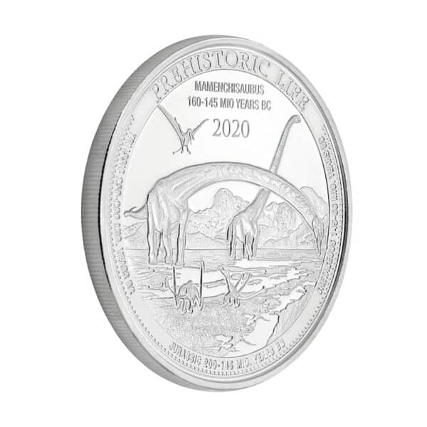 Moneda Mamenchisaurus Plata 1 oz 2020 back - Serie Prehistoric Life - INVERMONEDA