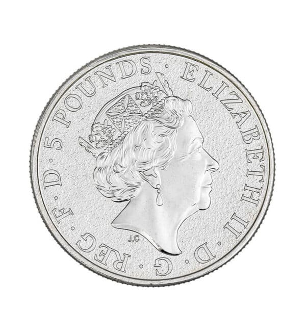 Moneda Red Dragon of Wales Plata 2 oz 2017 cruz Bestias de la Reina - Queens Beasts cara | INVERMONEDA