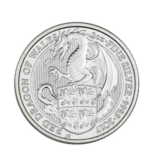 Moneda Red Dragon of Wales Plata 2 oz 2017 cruz Bestias de la Reina - Queens Beasts | INVERMONEDA