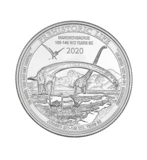 Moneda Mamenchisaurus Plata 1 oz 2020 cruz - Serie Prehistoric Life - INVERMONEDA
