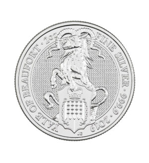 Moneda de Plata Yale of Beaufort de 2 onzas del 2019 - Serie Bestias de la Reina cruz - Queens Beasts | INVERMONEDA