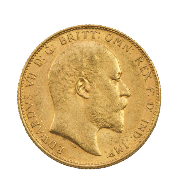 Moneda de Oro del King Edward VII Sovereign de 1902, 1904, 1905, 1906, 1909 de 7,32 g cara 2 | INVERMONEDA