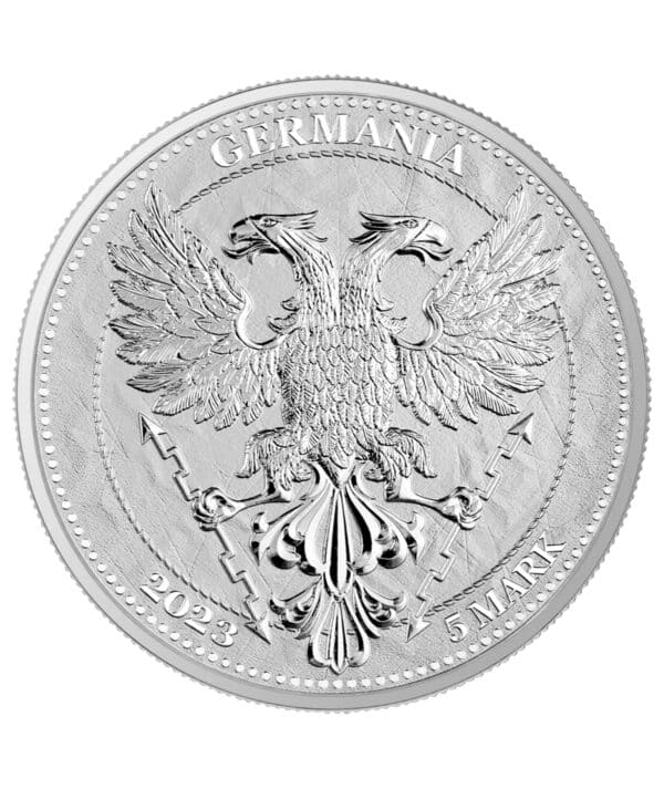Perspectiva frontal de la cruz de la moneda de plata Beech Leaf 1 onza de 2023