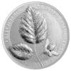 Perspectiva frontal de la cara de la moneda de plata Beech Leaf 1 onza de 2023