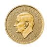 Perspectiva frontal de la cara de la moneda de oro Britannia de 1/4 de onza de 2023, con el rostro de Carlos III