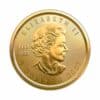 Perspectiva frontal de la cara de la moneda de oro Maple Leaf de 1/10 onza de oro de 2023
