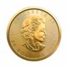 Perspectiva frontal de la cara de la moneda de oro Maple Leaf de 1/2 onza de 2023, con el rostro de la exmonarca Isabel II
