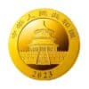 Perspectiva frontal de la cara de la moneda de oro Panda Chino de 15 gramos de 2023