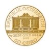 Perspectiva frontal de la cara de la moneda de oro Filarmónica de Viena de 1/2 onza de 2023