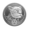 Perspectiva frontal de la cruz de la moneda de plata leopardo de 1 oz de 2023