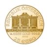 Perspectiva frontal de la moneda de oro Filarmónica de Viena de 1/4 de onza de 2023