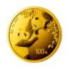 Perspectiva frontal de la moneda de oro del Panda Chino de 8 gr de 2023