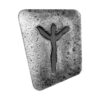 Perspectiva frontal de la parte frontal de la runa de plata Algiz de 1 oz de 2023, con el símbolo apagado