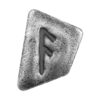 Perspectiva frontal de la runa de plata Ansuz de 1 oz de 2023 de la serie Alfabero Rúnico, con la letra apagada