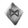 Perspectiva frontal de la runa de plata Dagaz, de la serie Alfabeto Rúnico, sin el símbolo encendido