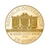 Perspectiva frontal de la cara de la moneda de oro Filarmónica de Viena de 1/4oz de 2024, con el diseño de todos los instrumentos de la orquesta