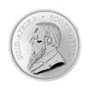 Perspectiva frontal de la cara de la moneda de plata de 1oz de 2024, con el busto lateral del presidente Paul Kruger