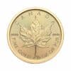 Perspectiva frontal de la cruz de la moneda de oro Maple Leaf de 1/2 onza de 2024, con el diseño de la hoja de arce con amplio nivel de detalle en sus nervios