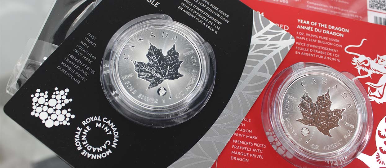 Monedas de plata Maple Leaf de las ediciones especiales Año del Dragón y Oso Polar