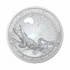 Perspectiva frontal de la cruz de la moneda de plata Cocodrilo de 1oz de 2024 de la colección Paísajes Indómitos de ABC Mint, que muestra al animal sobre un terreno árido