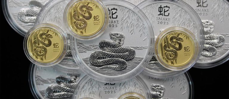 Monedas de oro y plata Año de la Serpiente de la colección Lunar
