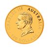Perspectiva frontal de la cara de la moneda de oro Canguro australiano de 1oz de 2025, que muestra el rostro del monarca Carlos III