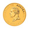 Perspectiva frontal de la cara de la moneda de oro Canguro australiano de 1/4oz de 2025, que muestra el rostro del monarca Carlos III