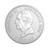 Perspectiva frontal de la cara de la moneda de plata Jirafa de 1oz de 2024, que muestra el rostro de Carlos III realizado por el grabador Dan Thorne.