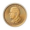 Perspectiva frontal de la cruz de la moneda de oro Maple Leaf de 1/4oz de 2025, con la hoja de arce en el centro de la pieza