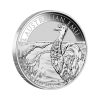Perspectiva lateral de la cruz de la moneda de plata Emú australiano de 1oz de 2024, que muestra al animal mirando al horizonte
