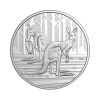 Perspectiva frontal de la cruz de la moneda de plata Canguro de 1oz de 2024, que muestra una preciosa escena con dos canguros en un entorno natural