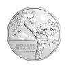 Perspectiva frontal de la moneda de plata Jirafa de 1oz de 2024, que muestra a una madre y su cría en una imagen muy tierna en un entorno salvaje