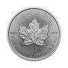 Perspectiva frontal de la cruz de la moneda de plata Maple Leaf de 1oz de 2025, con la hoja de arce en el centro