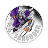 Perspectiva frontal de la cruz de la moneda de plata policromada de 1oz de 2024 de Shredder, el villano de las Tortugas Ninja
