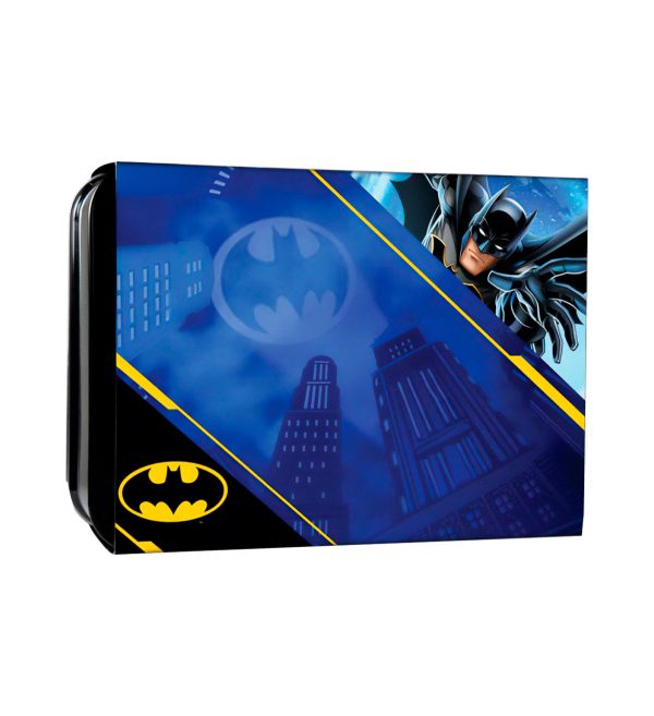 Perspectiva frontal de la caja de la moneda de plata policromada Batarang de 1oz de 2024