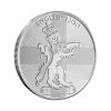 Perspectiva frontal de la cruz de la moneda de plata León de Inglaterra de 1oz de 2024, con el león coronado con la bandera de Inglaterra de fondo