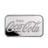 reverso-Lingote-de-plata-Coca-Cola-de-1oz Perspectiva frontal del reverso del lingote de plata Coca Cola de 1oz de 2024, con el logo de la compañía