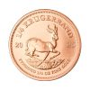 Perspectiva frontal de la cruz de la moneda de oro Krugerrand de 1/4oz de oro de 2025, con la imagen del Antílope