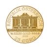 Perspectiva frontal de la moneda de oro Filarmónica de Viena de 1/4oz de 2025, que muestra al órgano del grupo musical